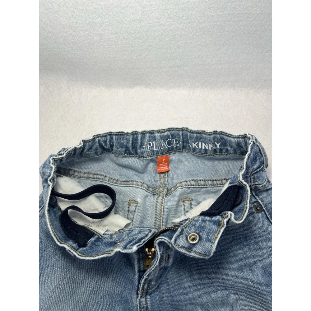 The Children Place Girls Jean Adjustable Waist Skinny Stretch Light Denim Size 7